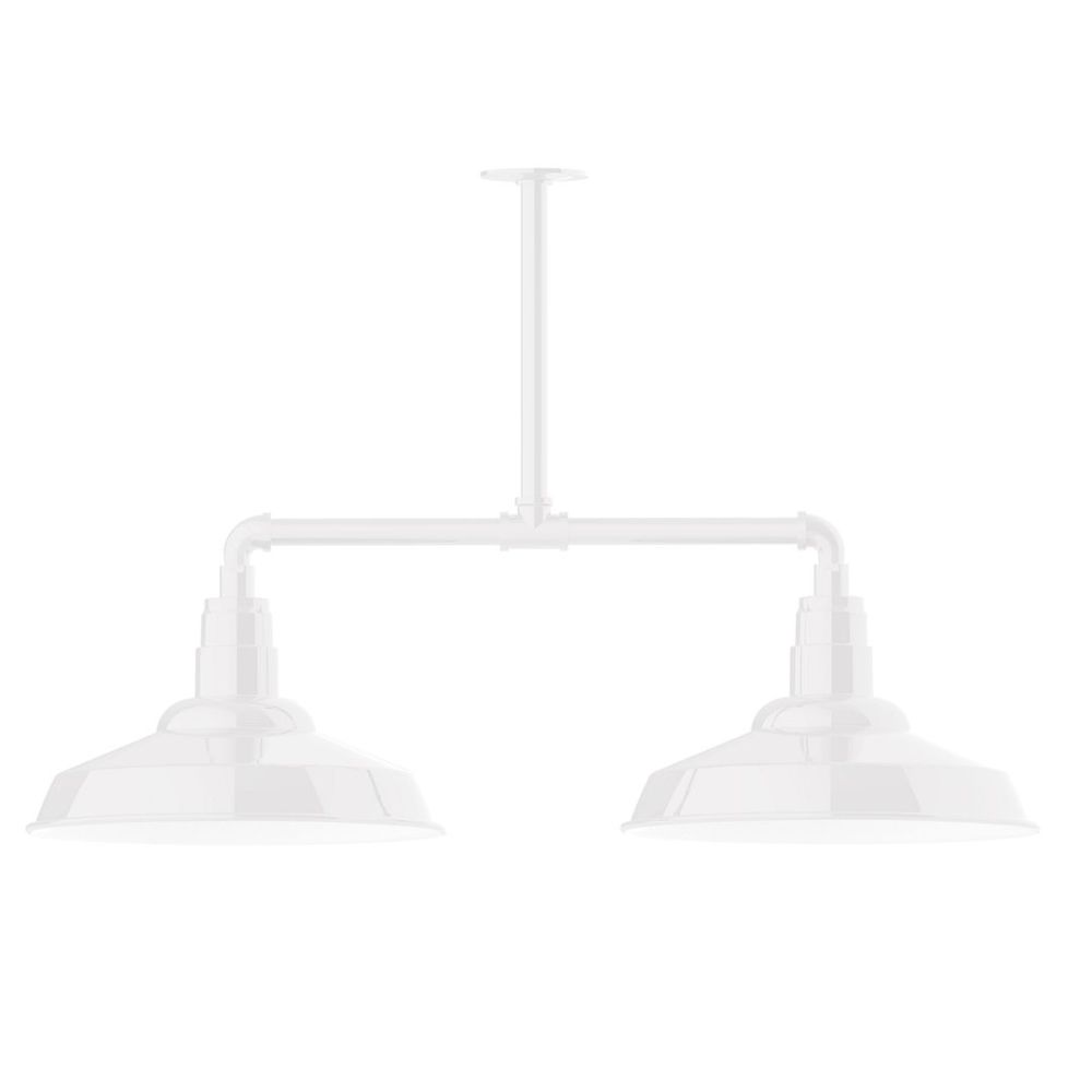Montclair Lightworks MSD184-44-T24 Warehouse 16" 2-light Stem Hung Pendant Light White Finish